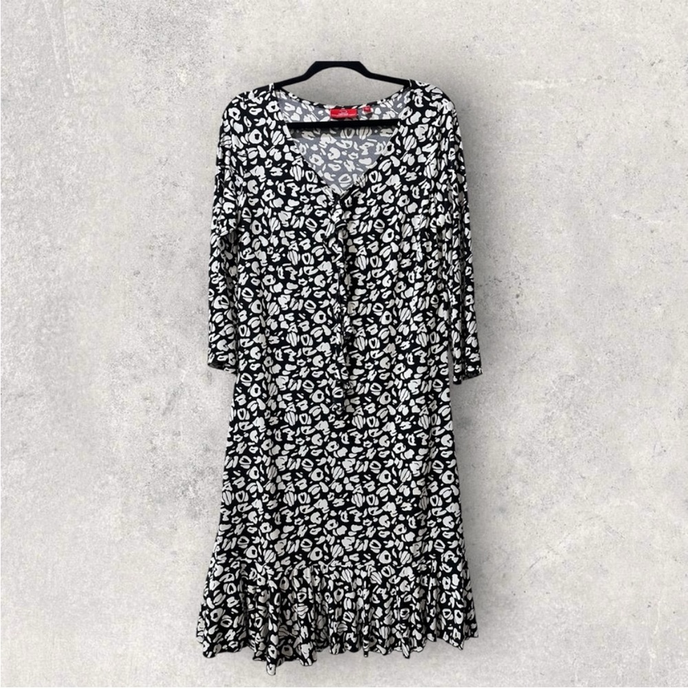 Oscar de la Renta Black and White Floral Dress